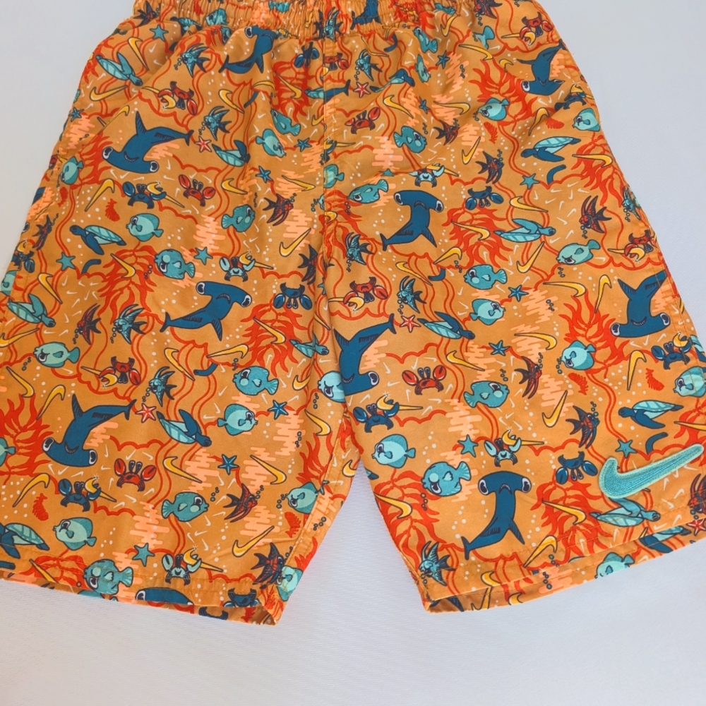 Boys Nike Orange & Blue Graphic Swim Shorts Size XL